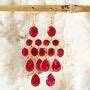 Ruby Gold Plated Silver Chandelier Earrings By Rochejewels