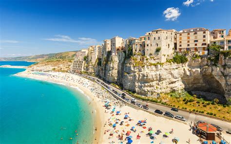 Download wallpapers Tropea, coast, resort, beach, Mediterranean Sea ...