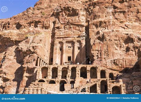 Jordan, Petra, Royal tombs editorial stock image. Image of column - 80602864