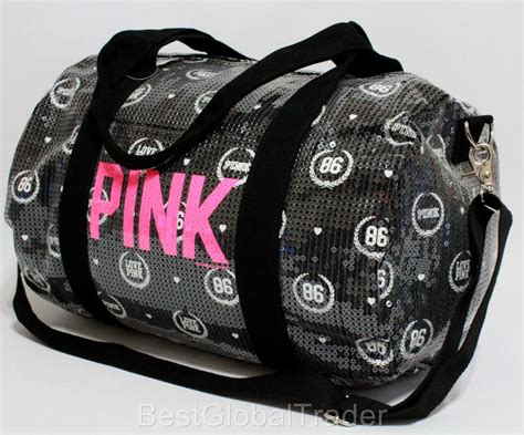 Victorias Secret Love PINK Bling Sequins DUFFLE Travel Luggage Tote ...