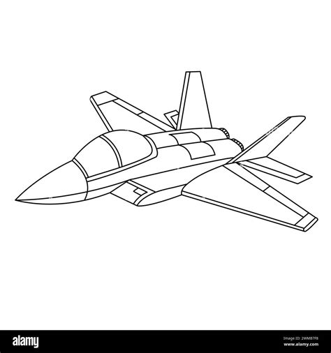 Aircraft Coloring Page. Cartoon Jet Fighter Outline Design. Military ...