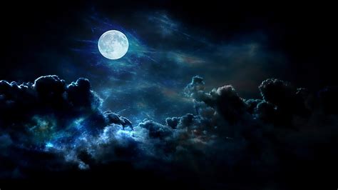 BIG BLUE Clouds Nature Night Moon SKIES FULL Wallpaper Background Free ...