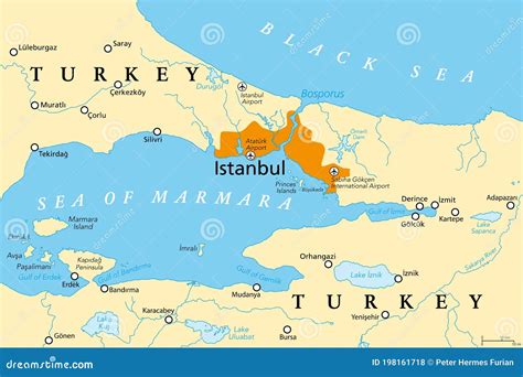 O Bósforo Ou Bósforo, Estreito De Istambul, Mapa Político Ilustração do Vetor - Ilustração de ...