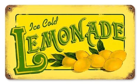 Retro Lemonade Metal Sign 14 x 8 Inches