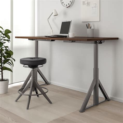 IDÅSEN desk sit/stand, brown/dark gray, 63x311/2" - IKEA