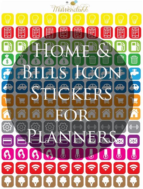Home & Bill Icons Stickers | Wendaful Planning