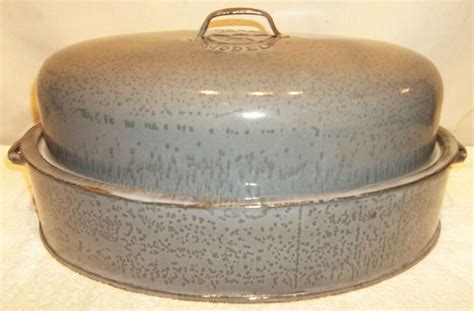 Vintage Gray Granite Enamel Ware LARGE Holiday Turkey Roaster Pan Nice & Clean (With images ...