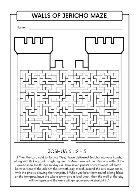 The Walls of Jericho Castle Maze - Free Bible Worksheets