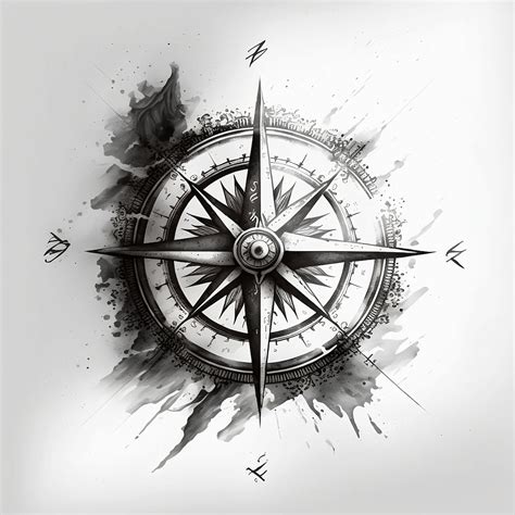 Compass Tattoo Design White Background PNG File Download High Resolution - Etsy