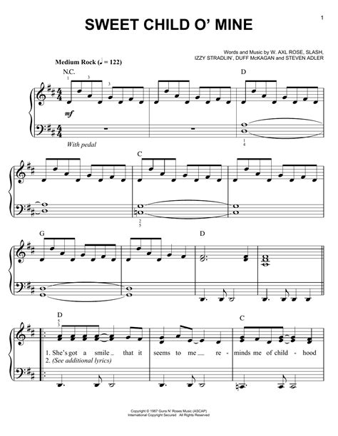 Sweet Child O' Mine sheet music by Guns N' Roses (Easy Piano – 76200)