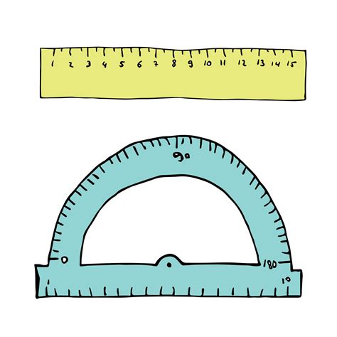 Vector ruler clipart. Hand drawn office supplies illustration. For print, web, design, decor ...