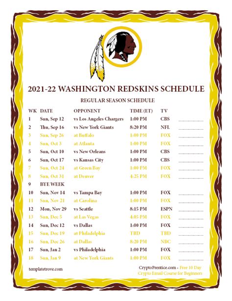 [High Resolution] Redskins Schedule 2023