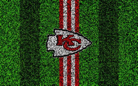 Download wallpapers Kansas City Chiefs, logo, 4k, grass texture, emblem, football lawn, red ...
