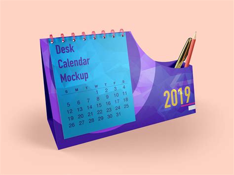 Desk Calendar with Pen Box Mockup 01 – Free Mockup