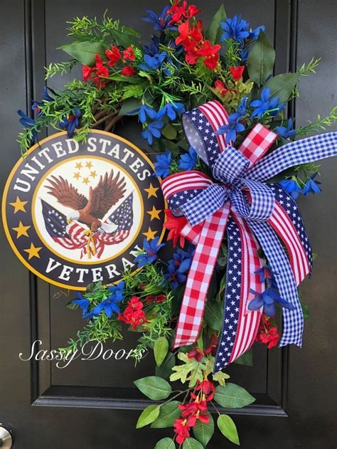 Military Veterans Wreath, Patriotic Wreath, Memorial Day Wreath, Veterans Day Wreath, Military ...