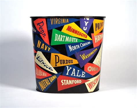 Vintage Ivy League Pennants University Trash Metal Waste Basket - Etsy