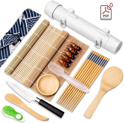 Amazon.com | Sushi Making Kit, 21 Pcs All In One with Sushi Bazooka, Avocado Slicer, Sushi Blade ...