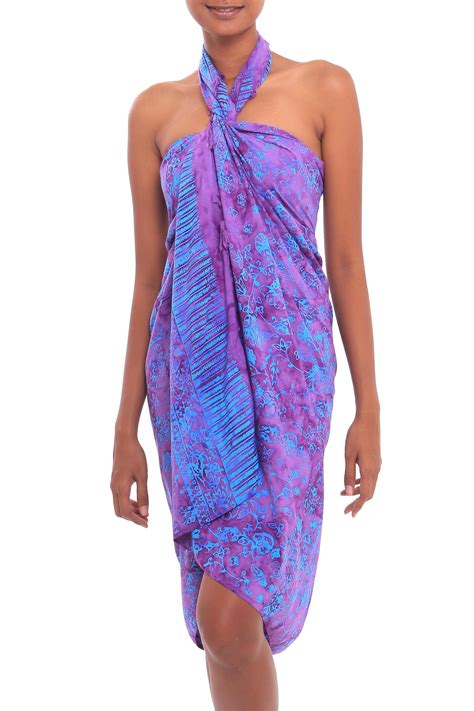 UNICEF Market | Floral Batik Rayon Sarong in Wisteria from Bali ...