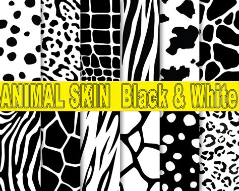 Animal skin paper Black and White/Safari digital paper/Skin | Etsy