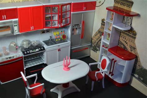 Barbie Size Dollhouse Furniture Modern Comfort Dining Room and Kitchen Set | Dollhouse furniture ...