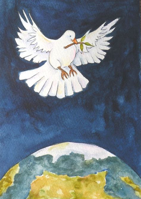 Peace Art of Dove Original Watercolor 5 x 7 Art World Art | Etsy ...