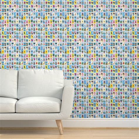 Loteria Wallpaper Loteria By Jellymania Loteria Blue Pink | Etsy