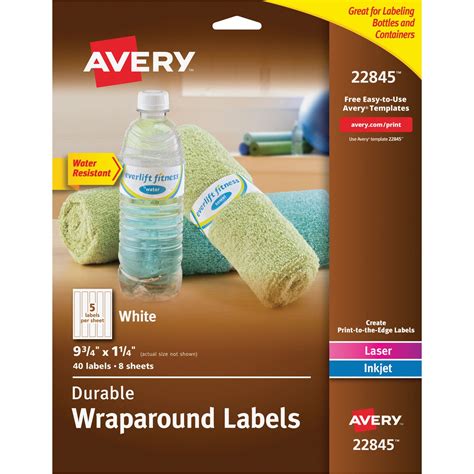 Avery(R) Durable Water-Resistant White Wraparound Labels, 9-3/4 x 1-1/4, Pack of 40 (22845 ...