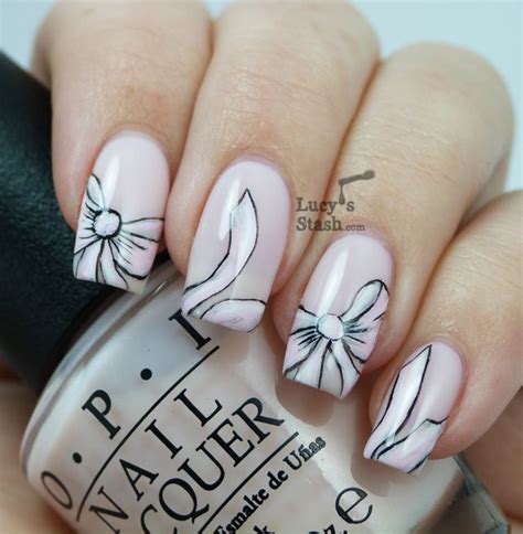 Bridal Pink Bow Nail Art with Tutorial - Lucy's Stash