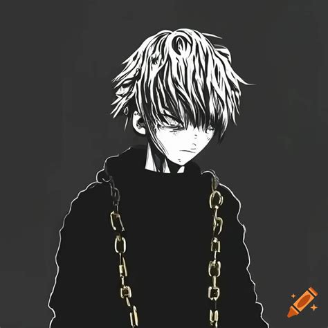 Anime-style boy with gold chains on Craiyon