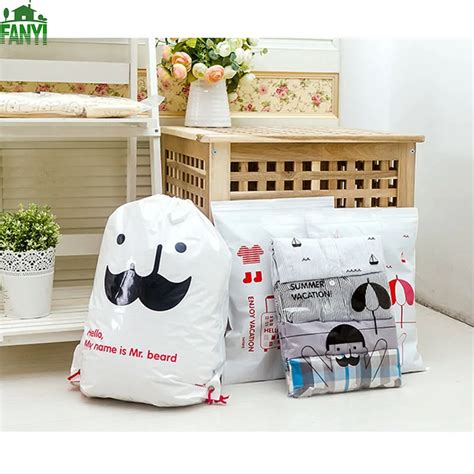 FANYI 8PCs Korean Style PVC Travelling Packs Set Cute Beard Print Storage Bags Waterproof ...