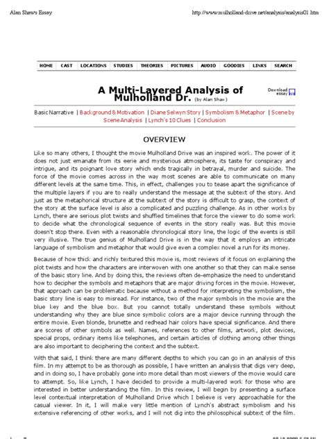 A Multi-Layered Analysis of Mulholland DR | PDF