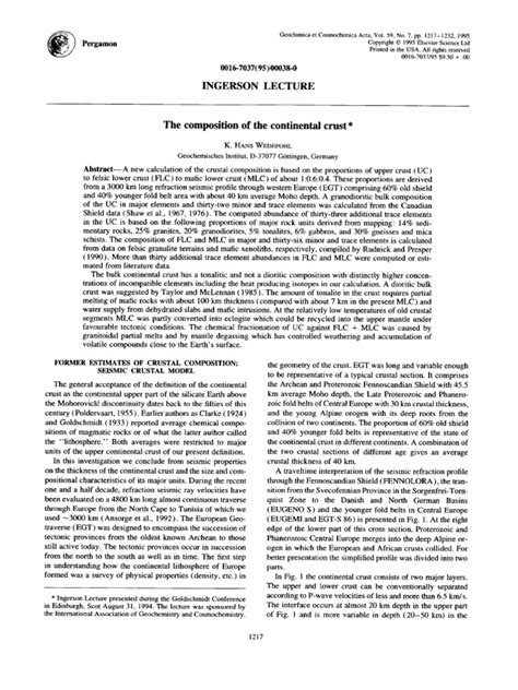 The Composition of The Continental Crust | PDF | Crust (Geology) | Magma