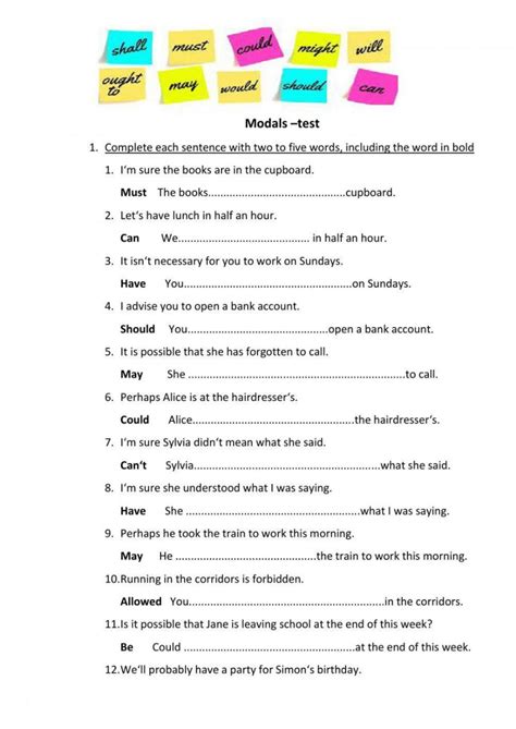 Modal Verbs Exercises Worksheets – Martin Lindelof