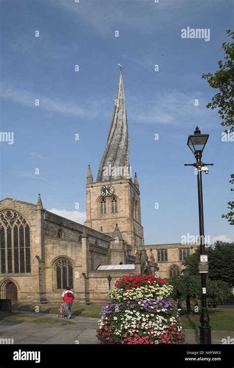 Church with crooked spire Chesterfield Derbyshire England Stock Photo ...