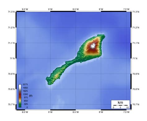 Detailed physical map of Jan Mayen island | Jan Mayen | Europe ...