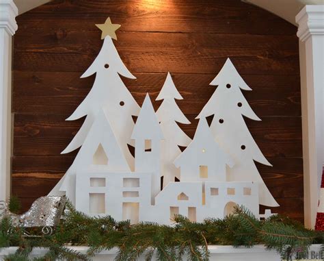 DIY Christmas Village Silhouette Mantel Decor - Her Tool Belt