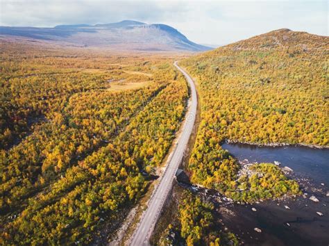 Aerial Sunny Winter View of Abisko National Park, Kiruna Municipality, Lapland, Norrbotten ...