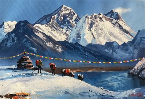 Mount Everest View From Gokyo Lake Nepal Himalayas Original - Etsy | World famous painters ...