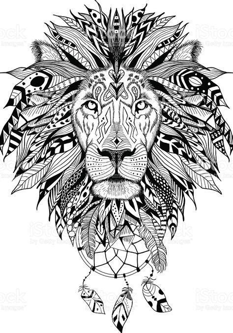 media.istockphoto.com vectors detailed-lion-in-aztec-style-vector-id488250746 | Geometric art ...