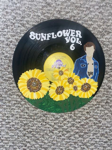 Harry styles sunflower painted vinyl record | Etsy