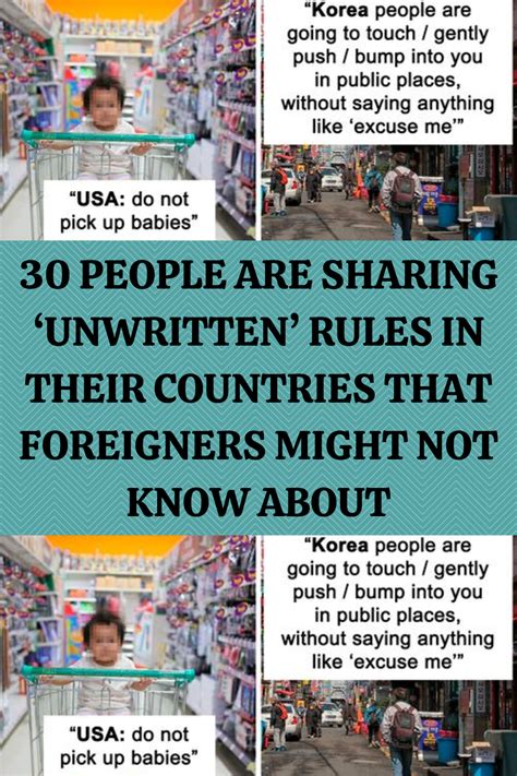 some people are sharing unwritten rules in their countries that foreigners might not know about