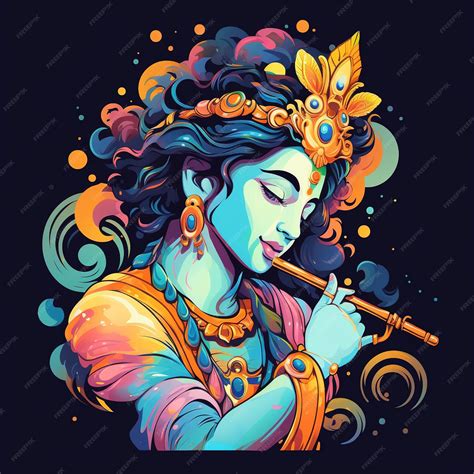 Premium AI Image | Lord Krishna and playing flute on the occasion of ...