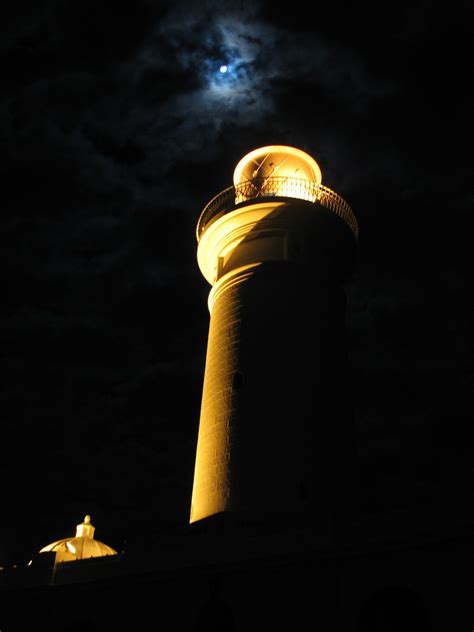 Lighthouse At Midnight At Full Moon Free Stock Photo - Public Domain ...