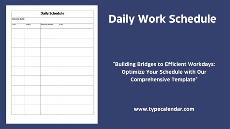 Excel Daily Work Schedule Template