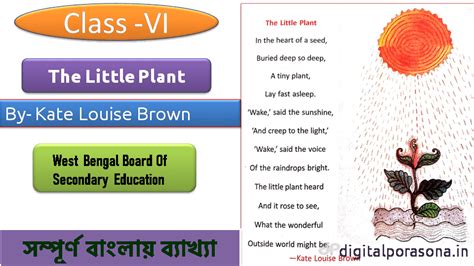 The Little Plant | Class 6 English Poem Analysis | The Little Plant By ...