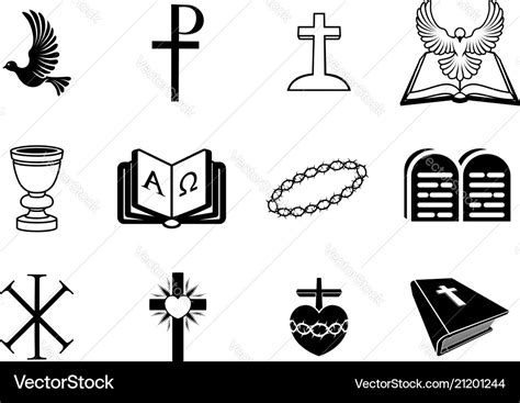 Christian religious signs and symbols Royalty Free Vector