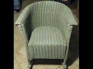 Vintage 1950s Child's White Wicker Rocking Rocker Chair L K