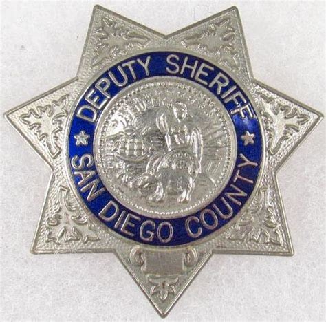 SAN DIEGO COUNTY CALIFORNIA DEPUTY SHERIFF POLICE LAW BADGE