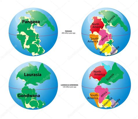 World map of Pangaea, Laurasia, Gondwana and sea Tetis — Stock Vector ...