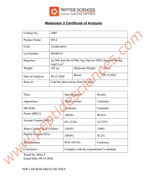 Buy Melanotan 2 | 99% Purity From Peptide Sciences